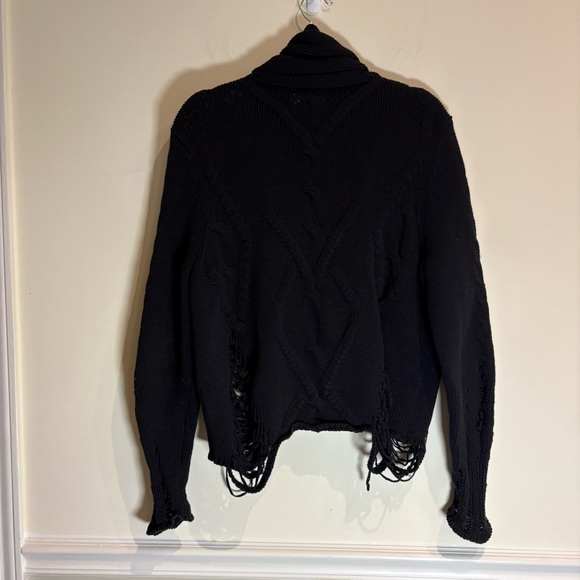 One x One Teaspoon Luxe Black Laddered Roll Neck Distressed Sweater Size Small - Picture 9 of 13